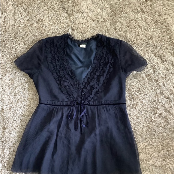 Rare J.Crew navy 100% silk blouse - Picture 6 of 8